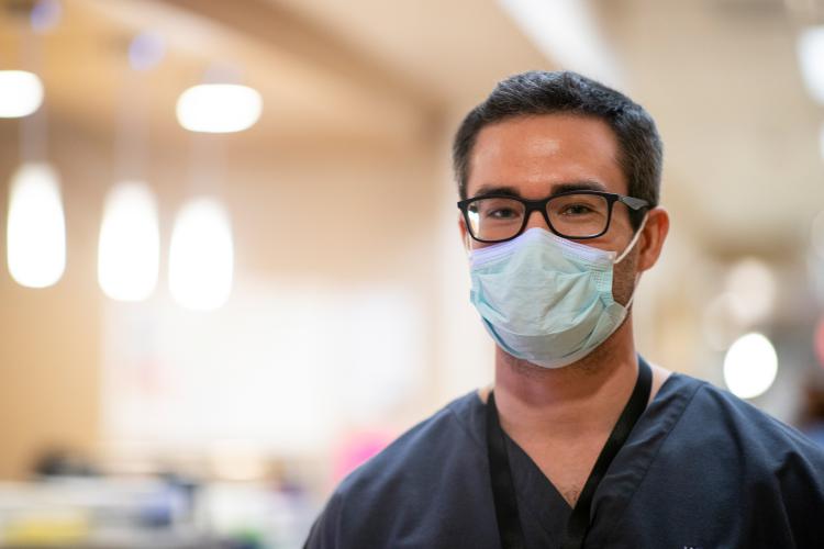Doctor wearing a mask.