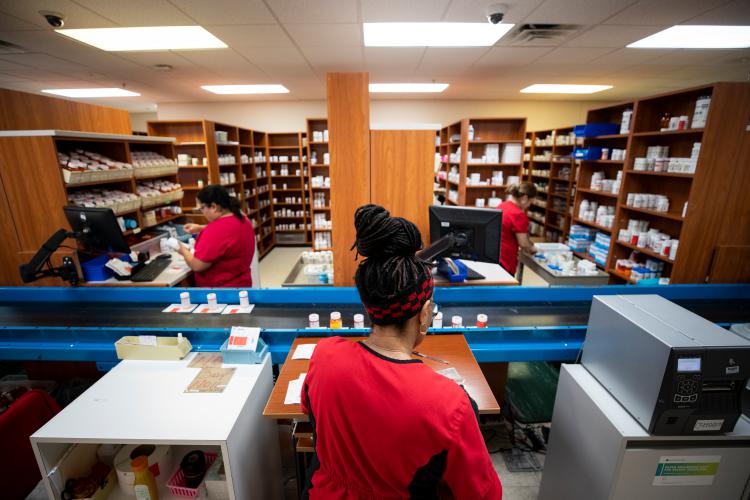 JPS Health Network pharmacists work to fill prescriptions.