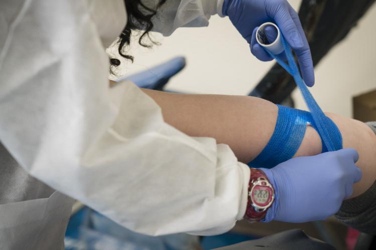 Patient donating blood