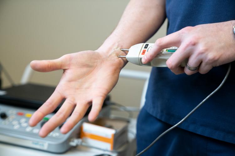 An electromyography testing machine at JPS Health Network