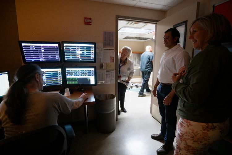 JPS Health Network leaders give representatives of NeuroRx a tour of the Emergency Department at John Peter Smith Hospital