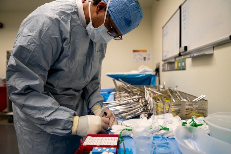 Surgical instruments are inventoried prior to the start of an operation at JPS Health Network