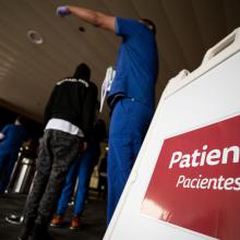 Patients are screened at an entrance to JPS Health Network