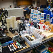 Hole punches, markers, clips, bins and staplers up for grabs at the JPS Office Supply Swap