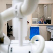 Jon Lawson in the Radiology control room.