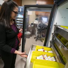 Marie Becerra, manager of Transfusion Services at JPS, in the blood bank