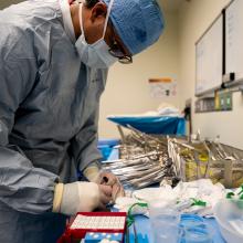 Surgical instruments are inventoried prior to the start of an operation at JPS Health Network