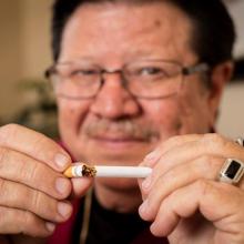 JPS patient breaking a cigarette butt